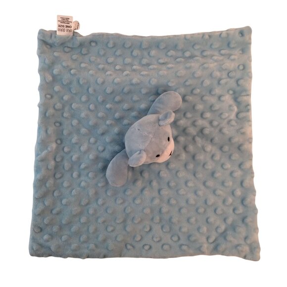 Okie Dokie Blue Teddy Bear Lovey 13" Minky Dots Baby Security Blanket - Picture 3 of 6
